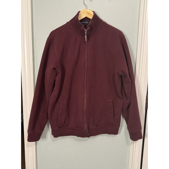 Land End Men’s Sweatshirt Jacket Zip SzL Maroon - Picture 1 of 10